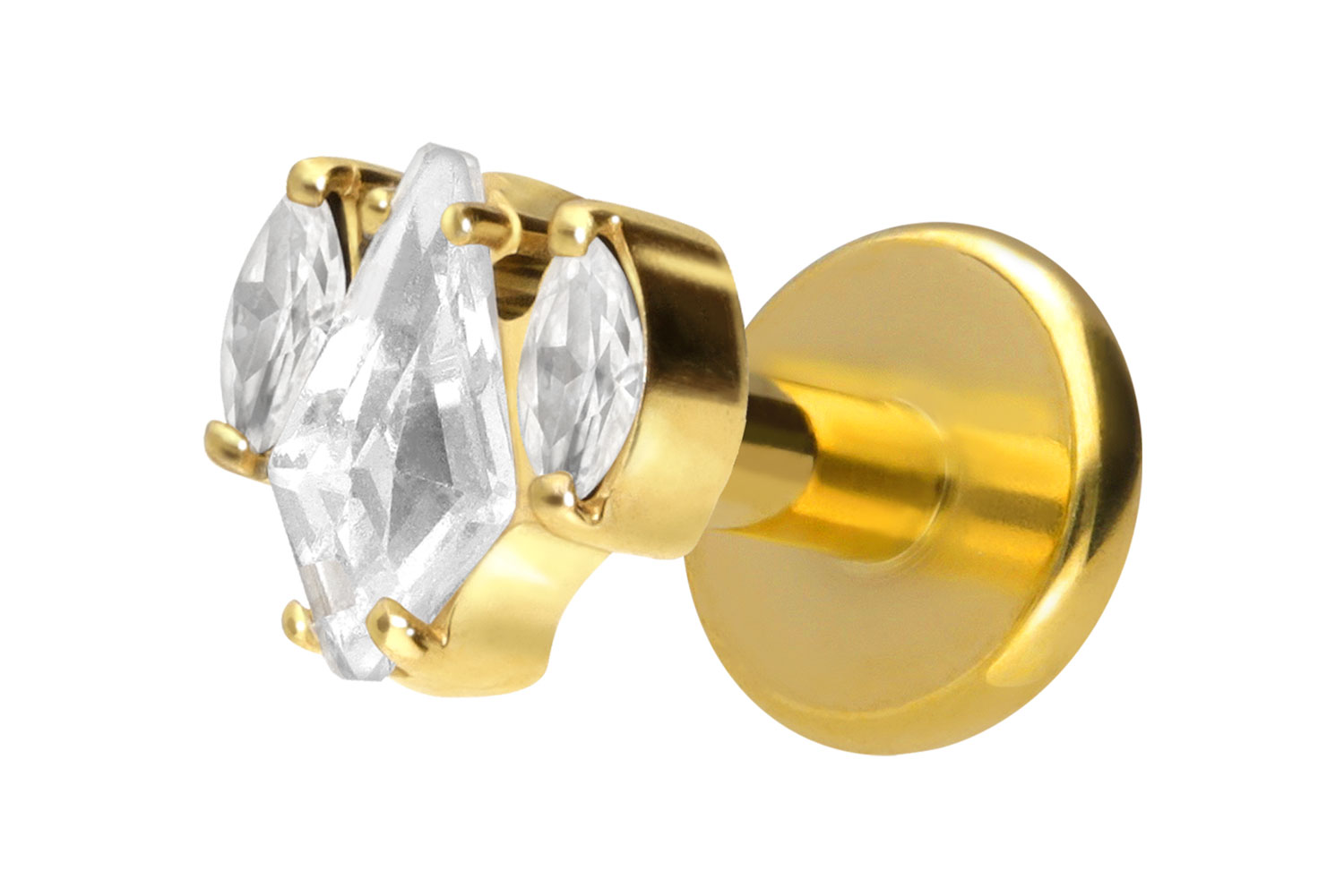 Titan Labret Piercing mit Innengewinde KRISTALLSCHILD + KRISTALLOVALE